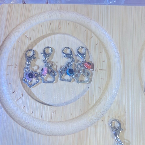 Evil Eye Bead & Paw Charm, Claw Clasp Clip-on for Small Pet Collar or Keychain - Picture 9 of 10